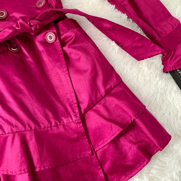 Glossy Belted Trench Coat ~ Double Ruffle Hem 💕 - Picture 3 of 7